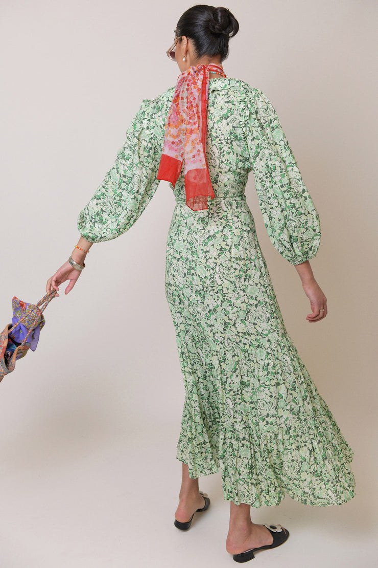 Frida - Green Summer Meadow Wrap dress ...